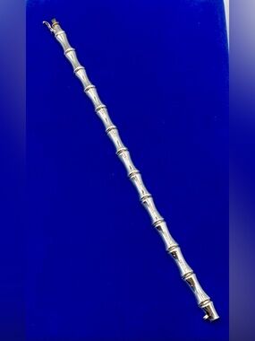 Sterling Silver Italy Bamboo Design Link Bracelet